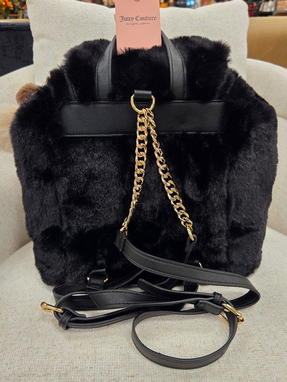 Juicy Couture Black Faux Fur Backpack - Picture 2 of 6